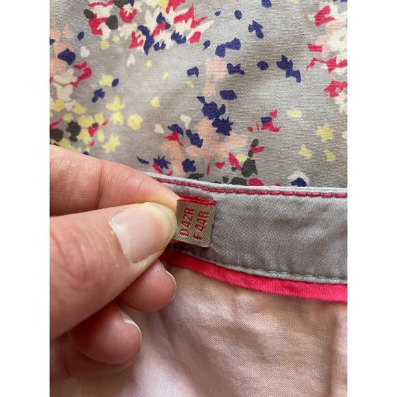 Boden Short Skirt 12R Lined Floral All Cotton Gray Yellow Pink Flowers Size Zip - Picture 5 of 11